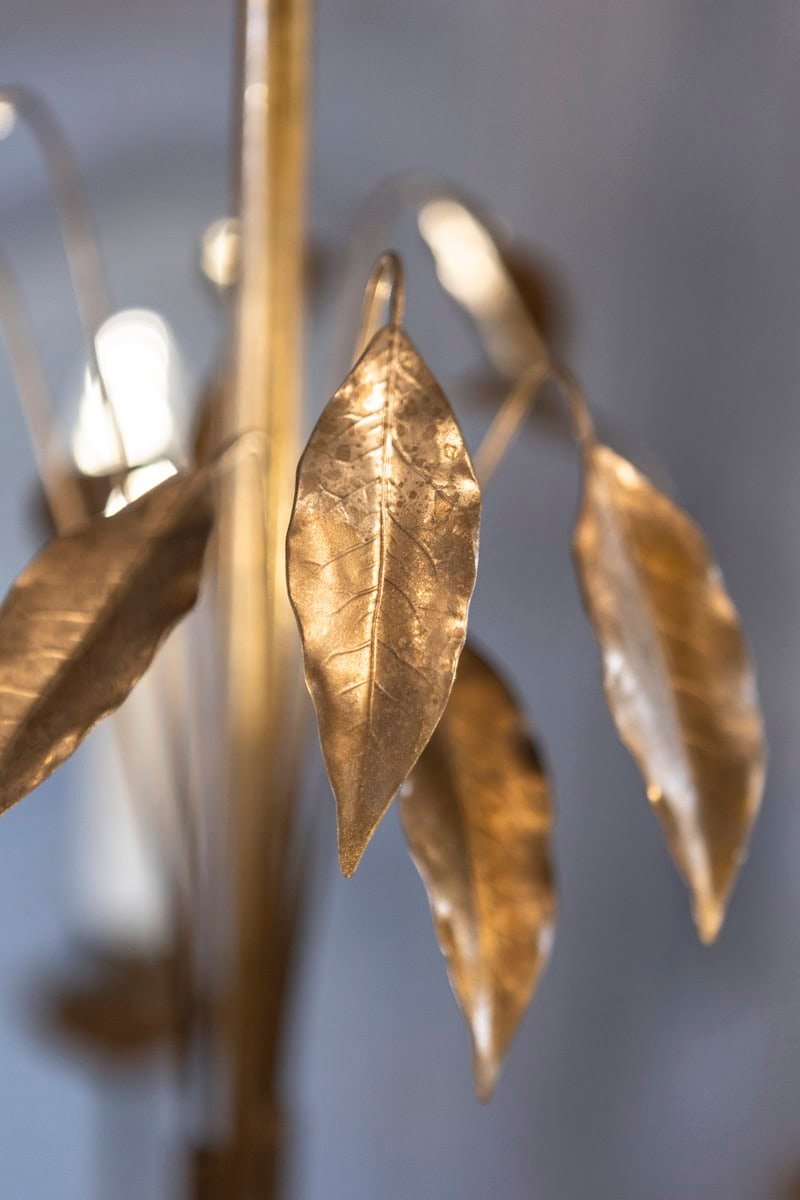 French Gilt Metal Maison Charles Inspired Six-Light Chandelier with Swoop Arms - JAA