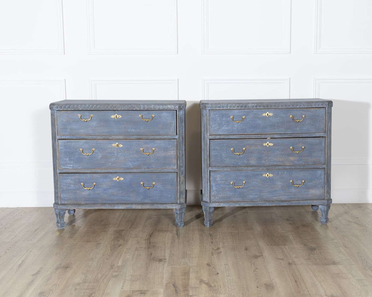 Pair of Swedish Blue Painted Chests of Drawers, circa 1870 - JAA