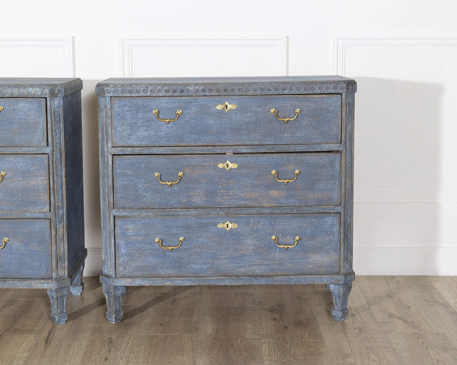 Pair of Swedish Blue Painted Chests of Drawers, circa 1870 - JAA