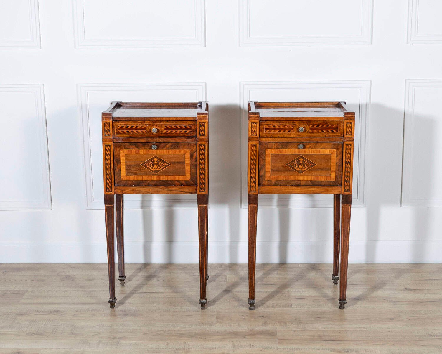 Second Half Of The 18th Century Inlayed And Veneered Neoclassic Bedside Tables - JAA