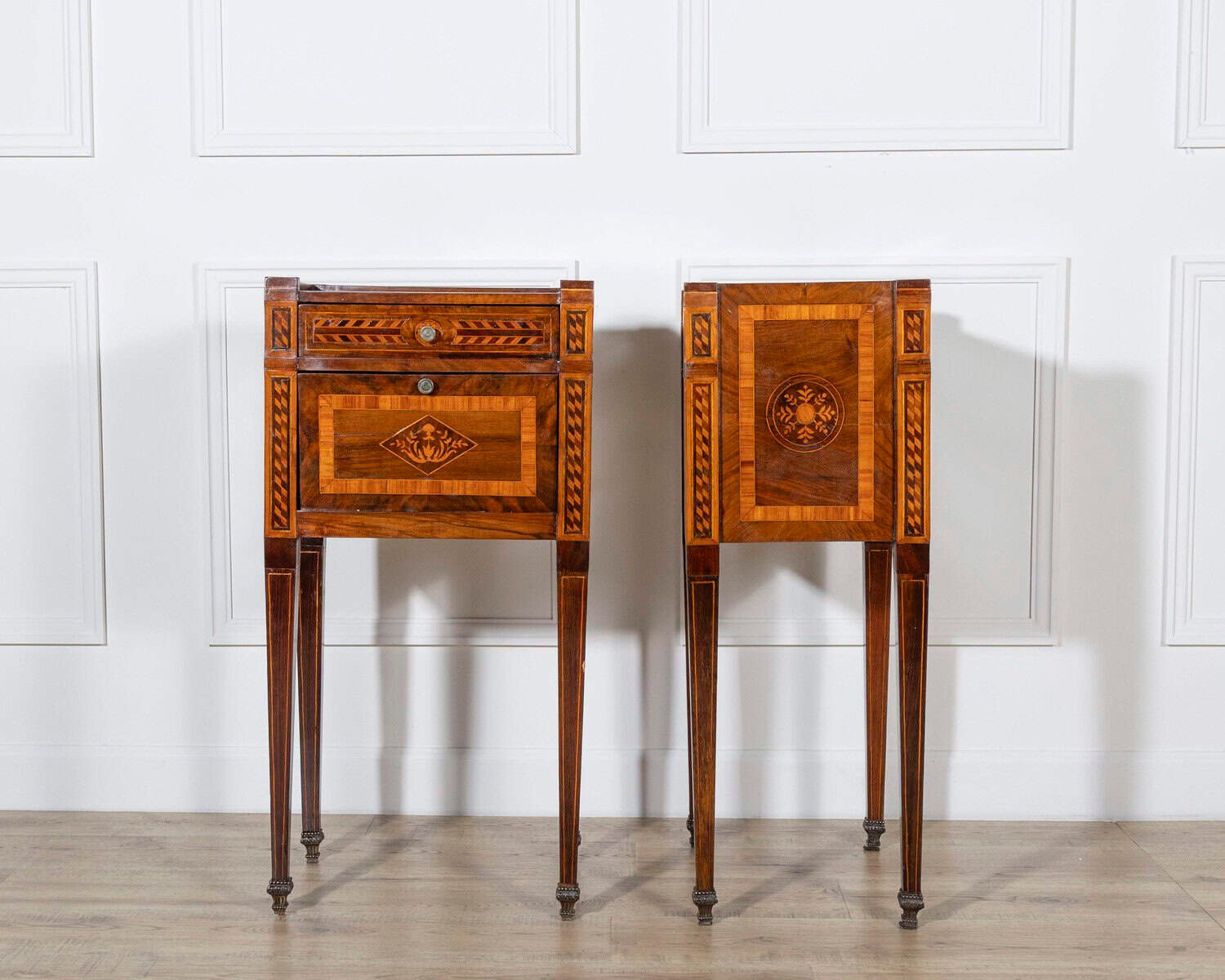 Second Half Of The 18th Century Inlayed And Veneered Neoclassic Bedside Tables - JAA