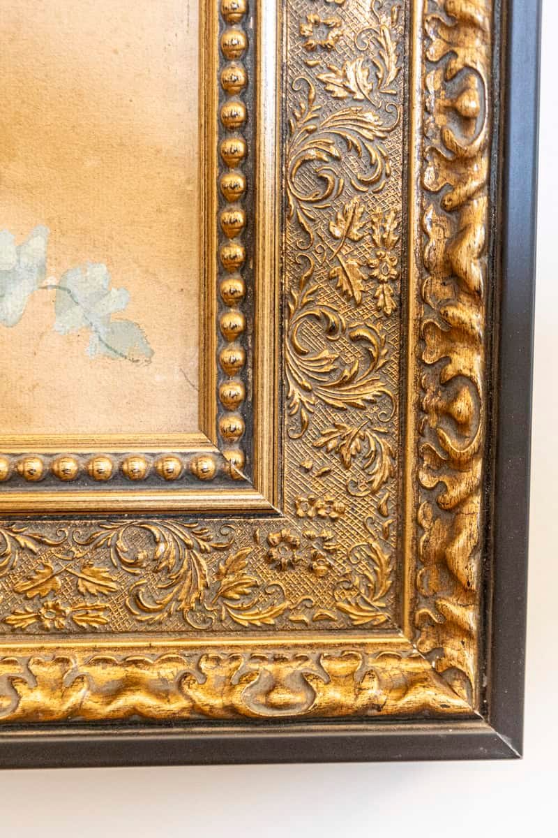 French Directoire Period Floral Painted Panel in Gilded Frame, circa 1790 - JAA