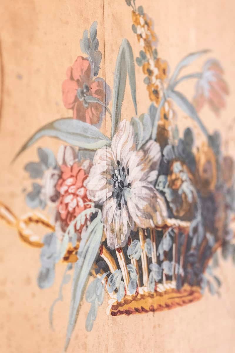 French Directoire Period Floral Painted Panel in Gilded Frame, circa 1790 - JAA