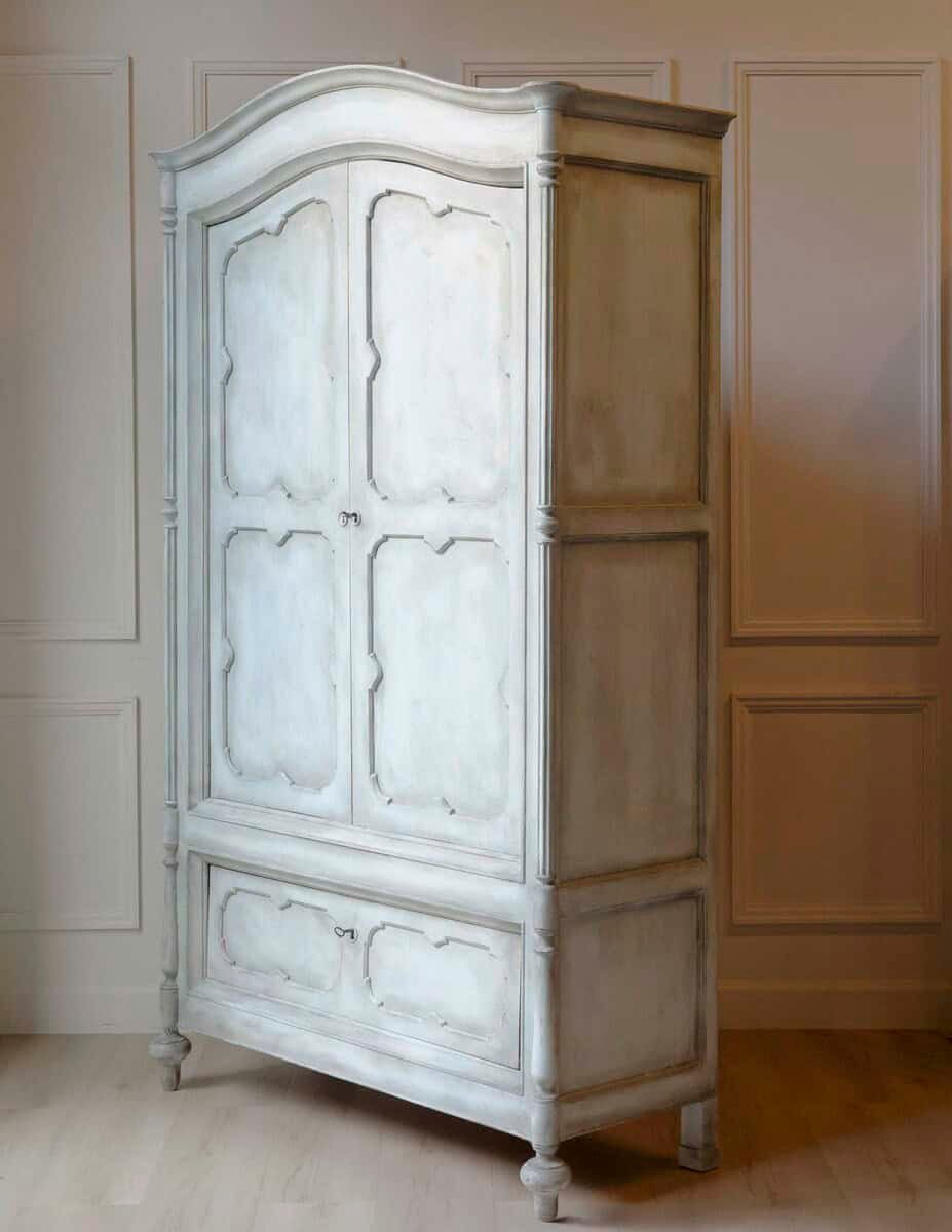 19th Century Italian Blue-Painted Cherrywood Wardrobe with Original Hardware - JAA