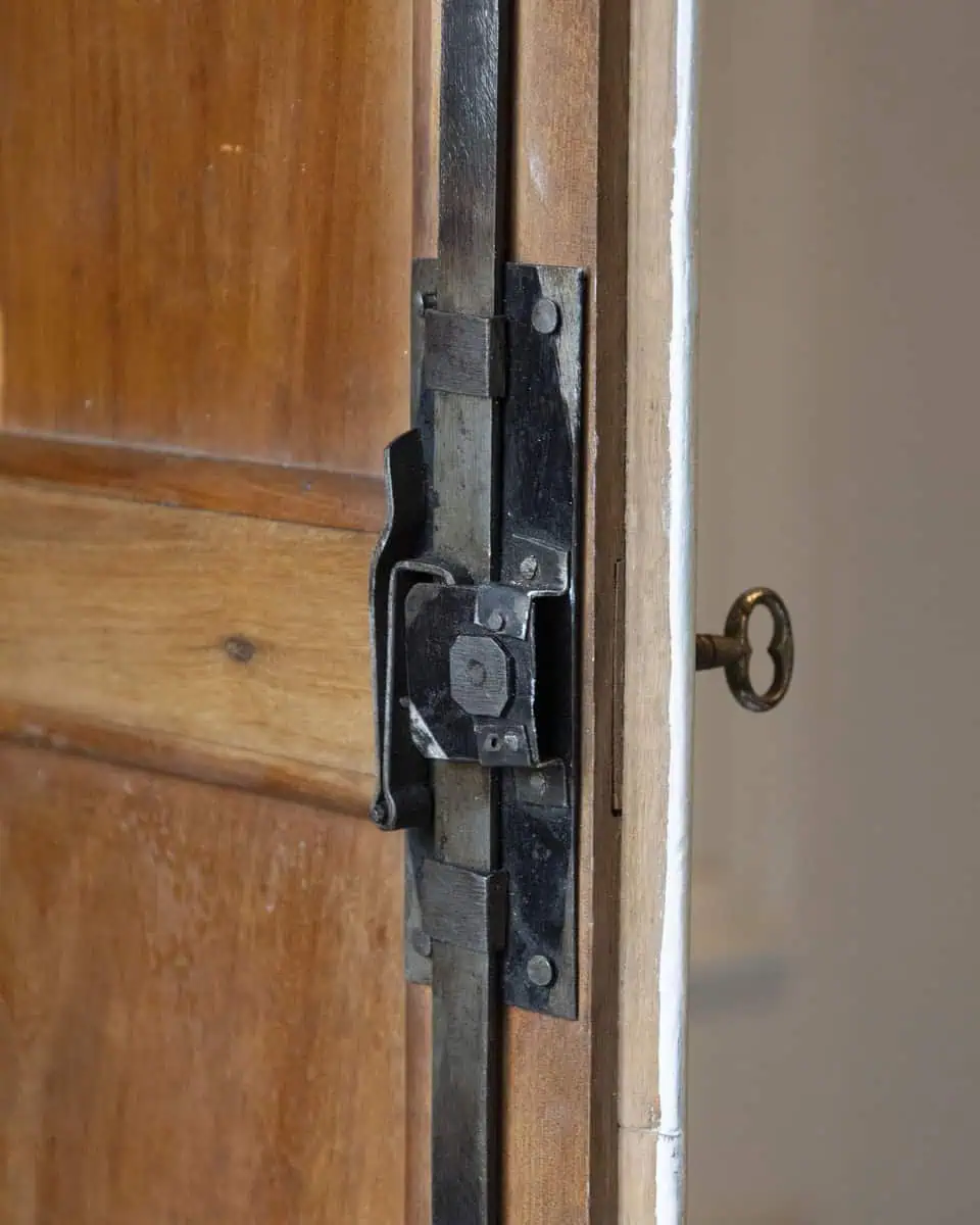 19th Century Italian Blue-Painted Cherrywood Wardrobe with Original Hardware - JAA