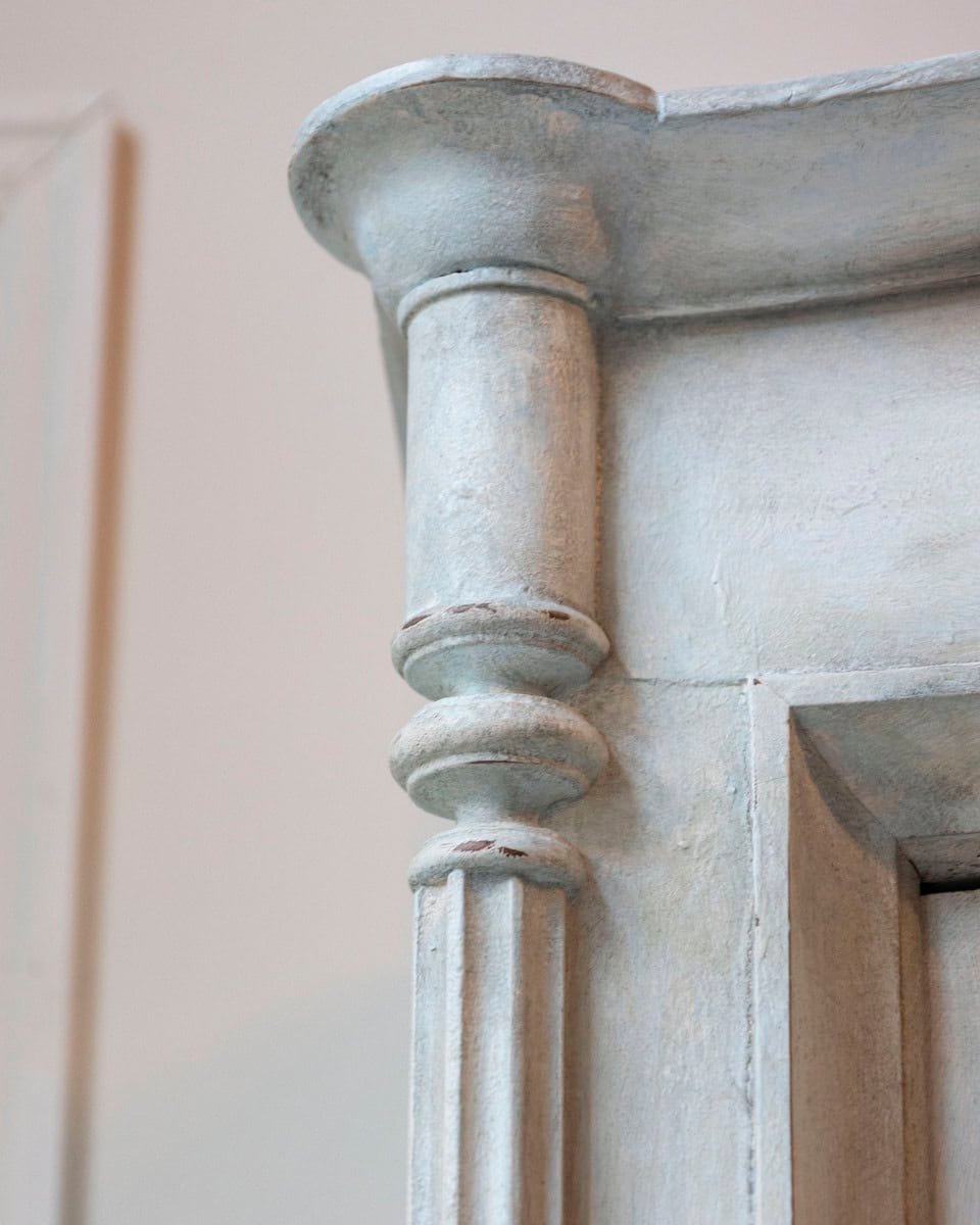 19th Century Italian Blue-Painted Cherrywood Wardrobe with Original Hardware - JAA