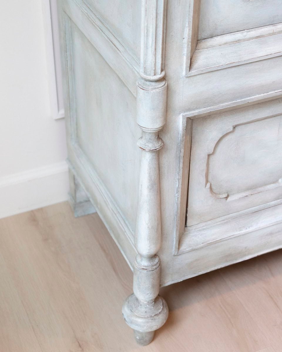 19th Century Italian Blue-Painted Cherrywood Wardrobe with Original Hardware - JAA