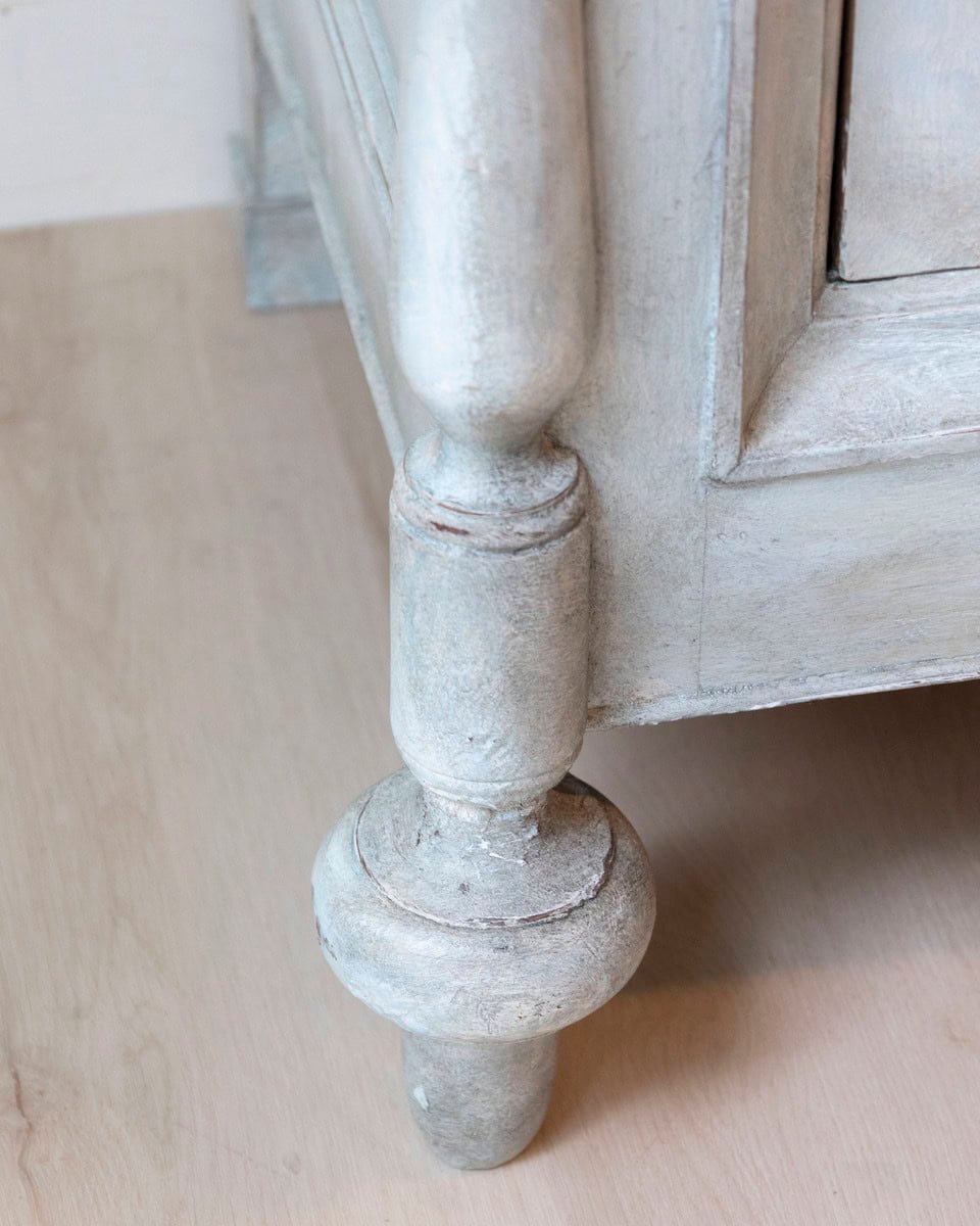 19th Century Italian Blue-Painted Cherrywood Wardrobe with Original Hardware - JAA