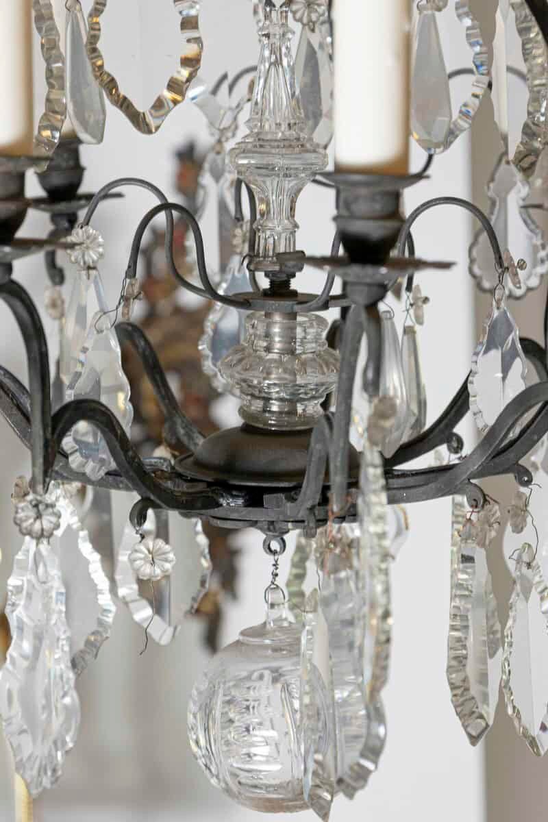 40% OFF. French 19th Century Crystal and Iron Six-Light Chandelier with Pendeloques - JAA