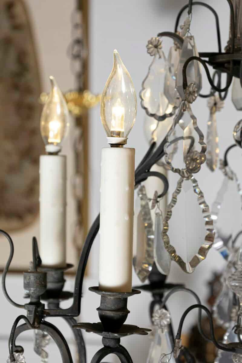 40% OFF. French 19th Century Crystal and Iron Six-Light Chandelier with Pendeloques - JAA