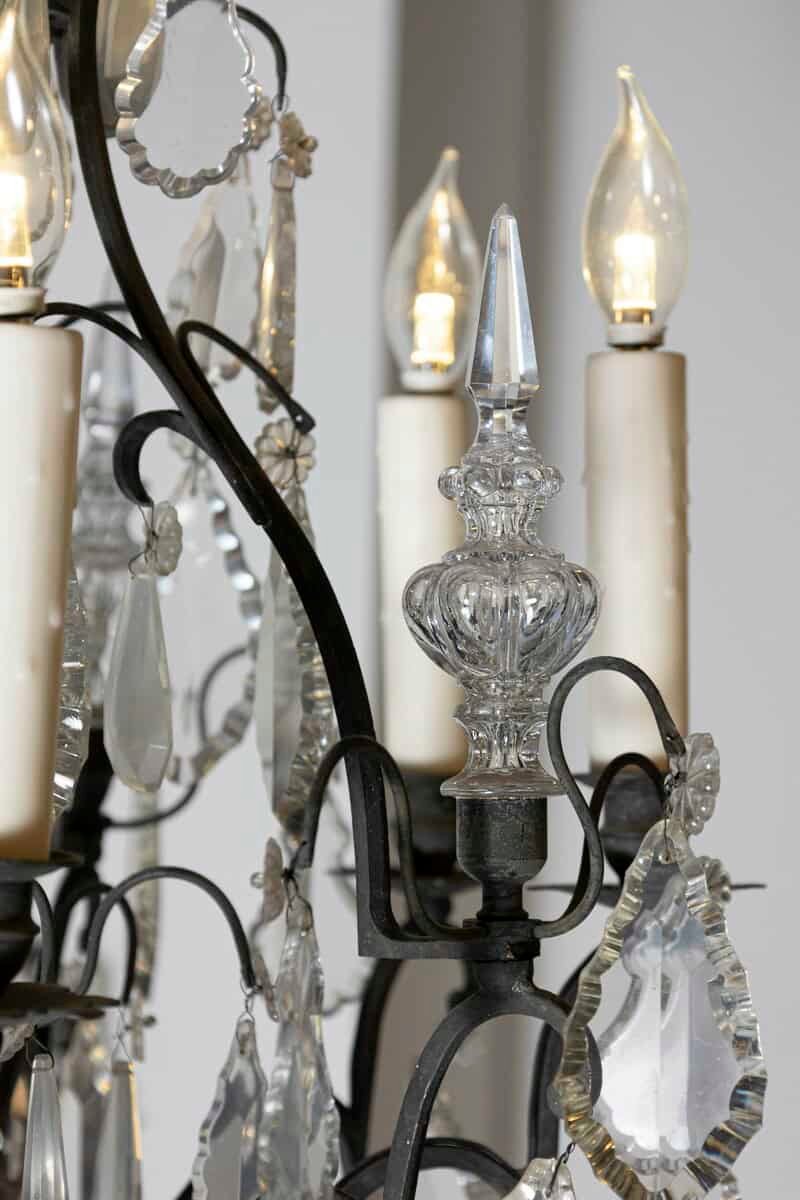40% OFF. French 19th Century Crystal and Iron Six-Light Chandelier with Pendeloques - JAA