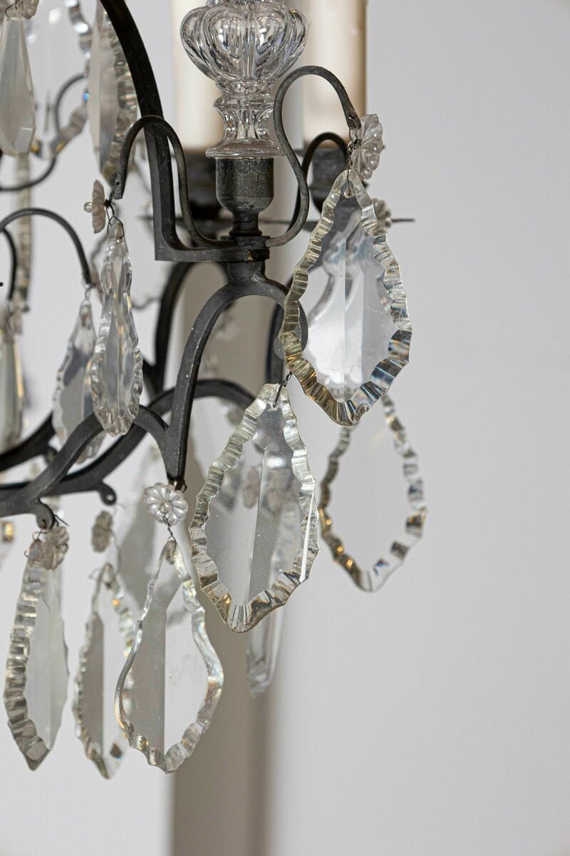 40% OFF. French 19th Century Crystal and Iron Six-Light Chandelier with Pendeloques - JAA
