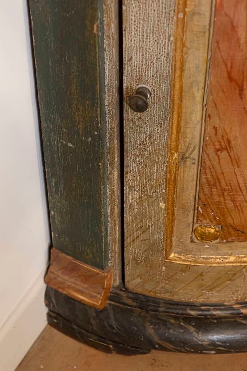 Italian Neoclassical Style 19th Century Marbleized Corner Cabinet with One Door - JAA