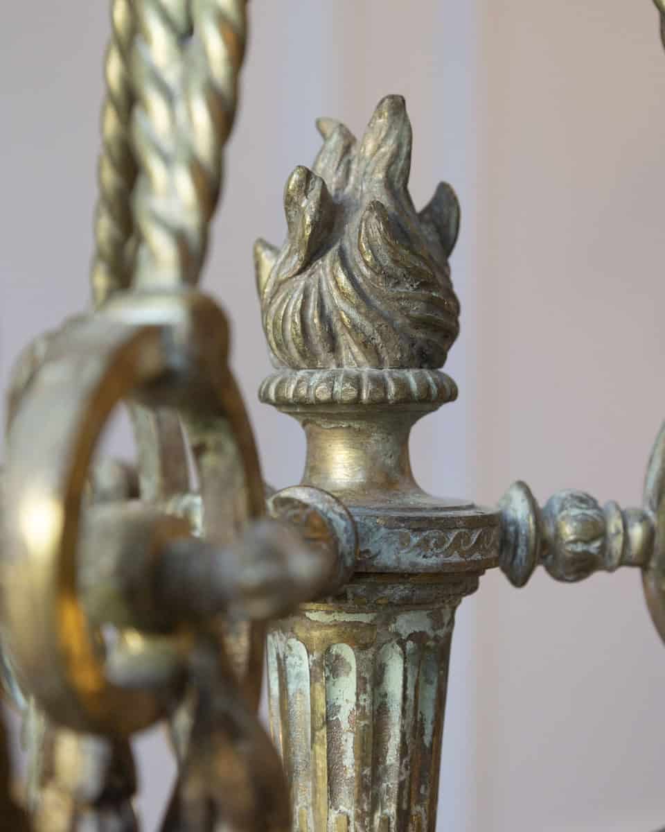 40% OFF at Checkout. French Louis XVI Style 19th Century Bronze Three-Light Chandelier with Torch - JAA