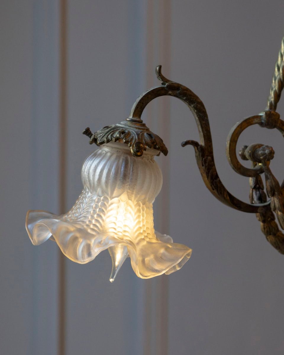 40% OFF at Checkout. French Louis XVI Style 19th Century Bronze Three-Light Chandelier with Torch - JAA