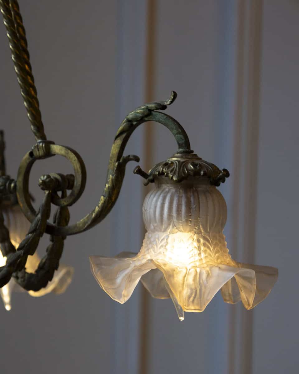 40% OFF at Checkout. French Louis XVI Style 19th Century Bronze Three-Light Chandelier with Torch - JAA