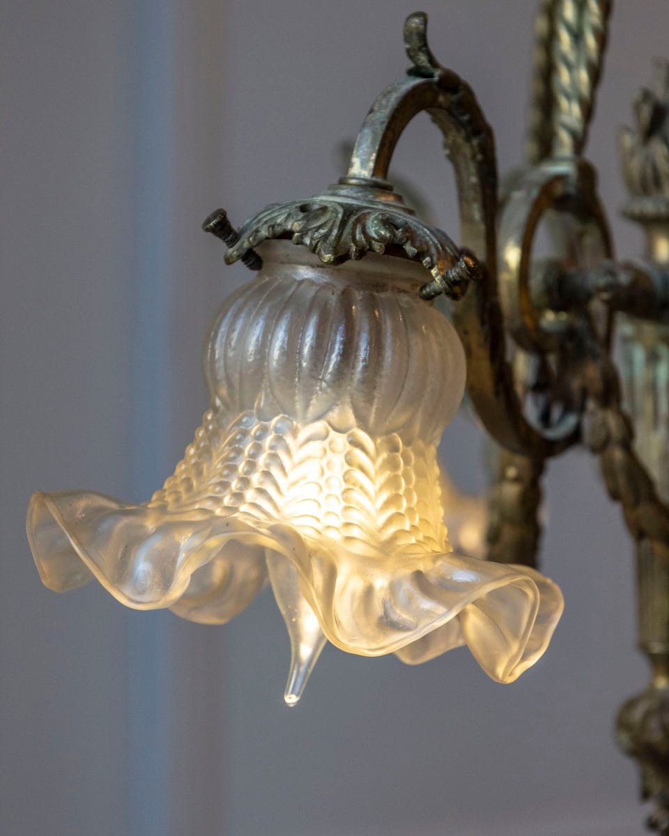 40% OFF at Checkout. French Louis XVI Style 19th Century Bronze Three-Light Chandelier with Torch - JAA