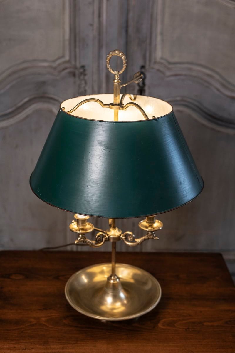 French 19th Century Brass Three-Lights Bouillotte Table Lamp with Bird Motifs - JAA