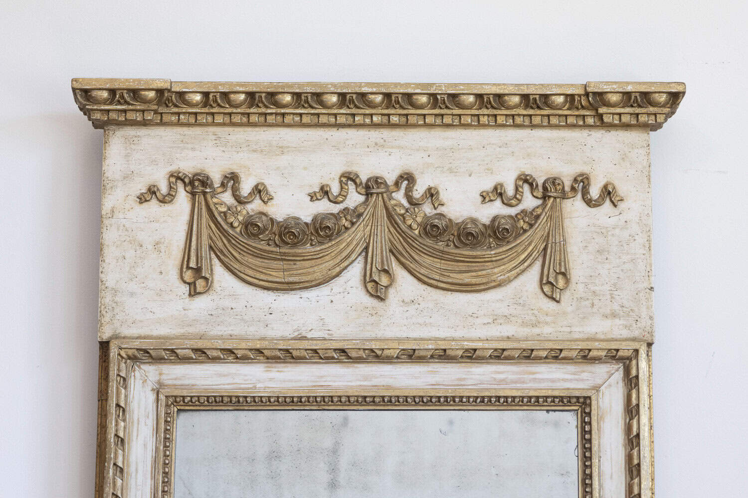 Late 18th Century Swedish Gustavian Period Trumeau Mirror with Swag and Roses - JAA