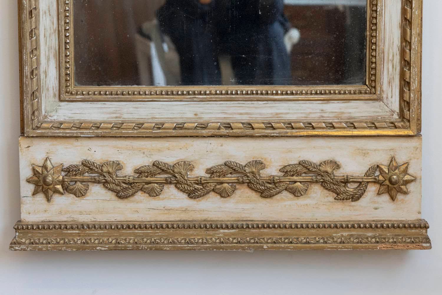 Late 18th Century Swedish Gustavian Period Trumeau Mirror with Swag and Roses - JAA