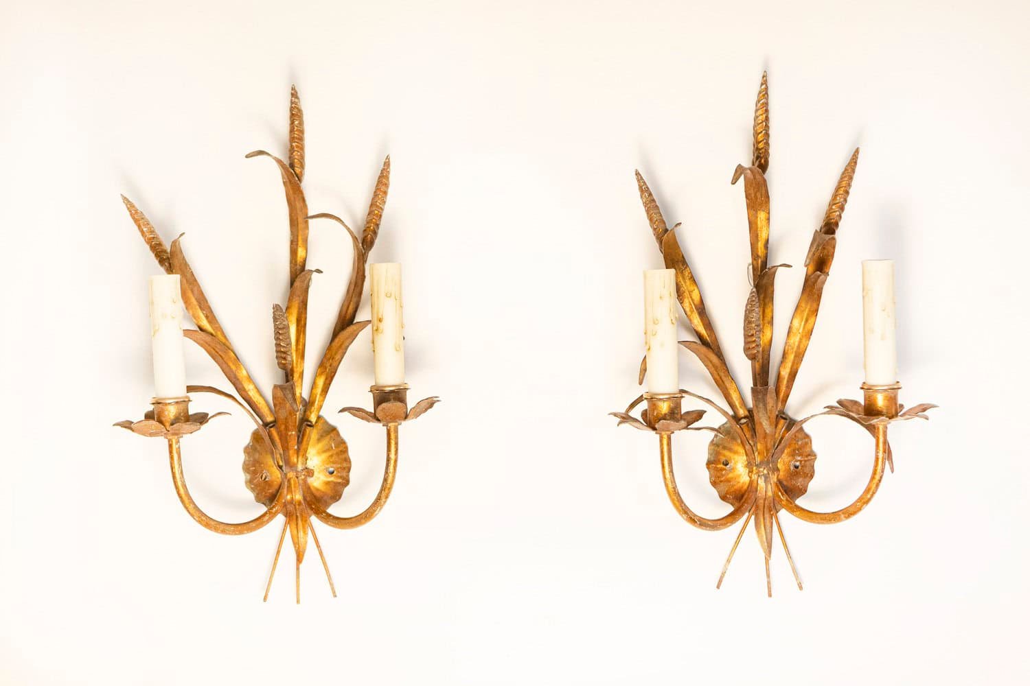 Pair of 20th Century French Gilt Metal Sconces - Inspired By Coco Chanel - JAA