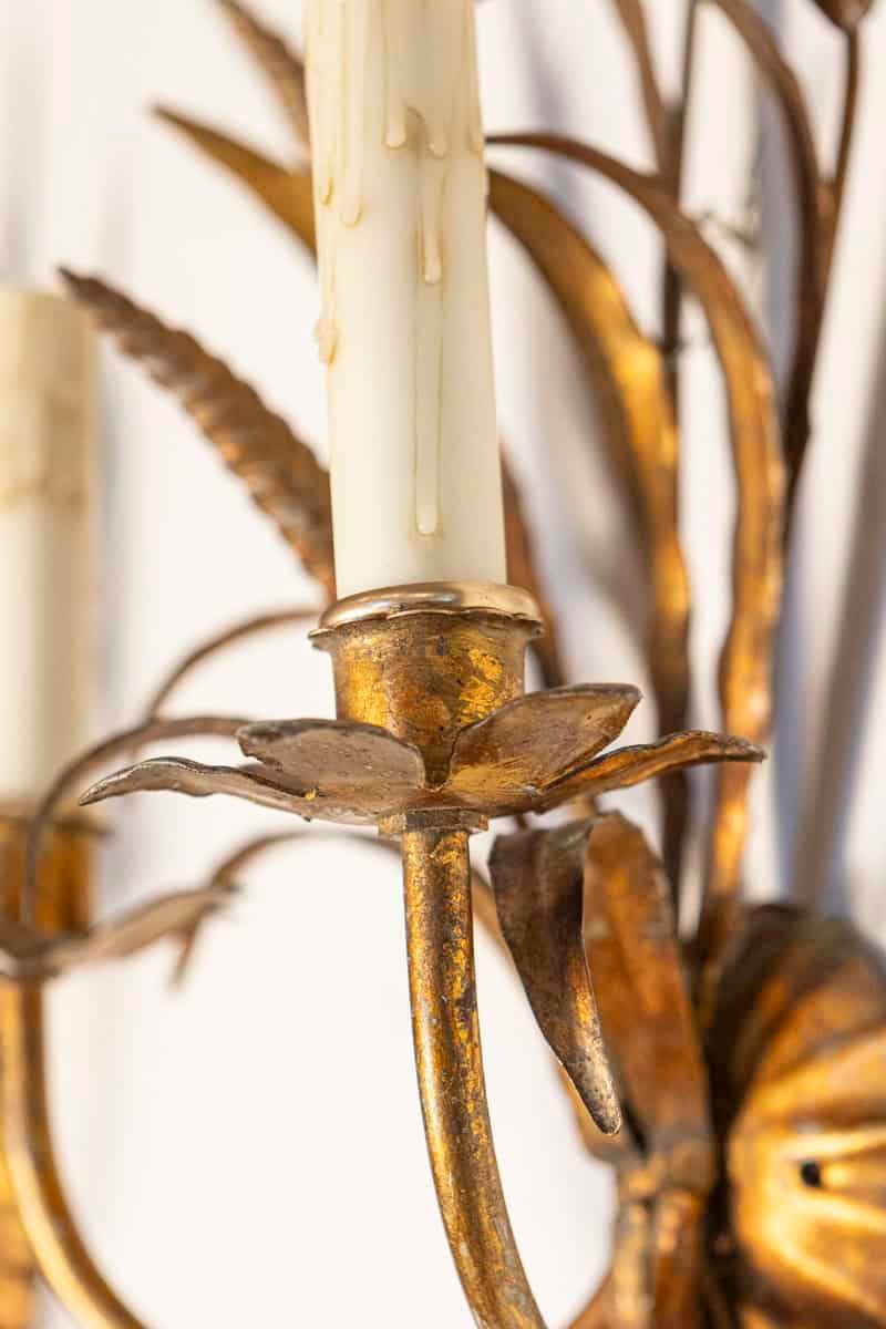 Pair of 20th Century French Gilt Metal Sconces - Inspired By Coco Chanel - JAA