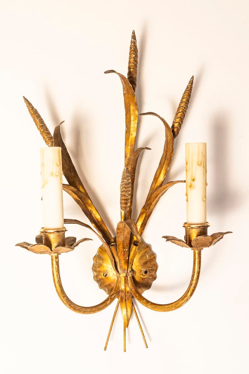 Pair of 20th Century French Gilt Metal Sconces - Inspired By Coco Chanel - JAA