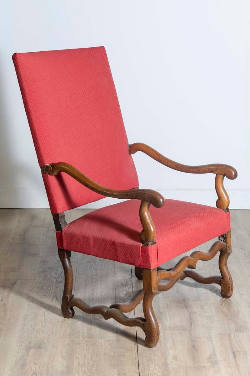 French Louis XIII Style 19th Century Walnut Fauteuil with Os de Mouton Base - JAA