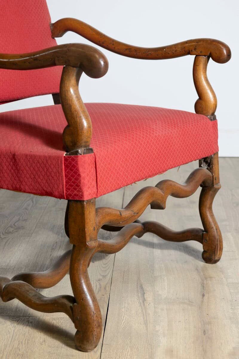 French Louis XIII Style 19th Century Walnut Fauteuil with Os de Mouton Base - JAA