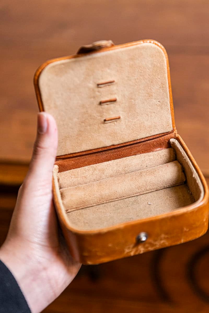 Small Antique Camalier & Buckley Leather Case with Buttoned Strap - JAA