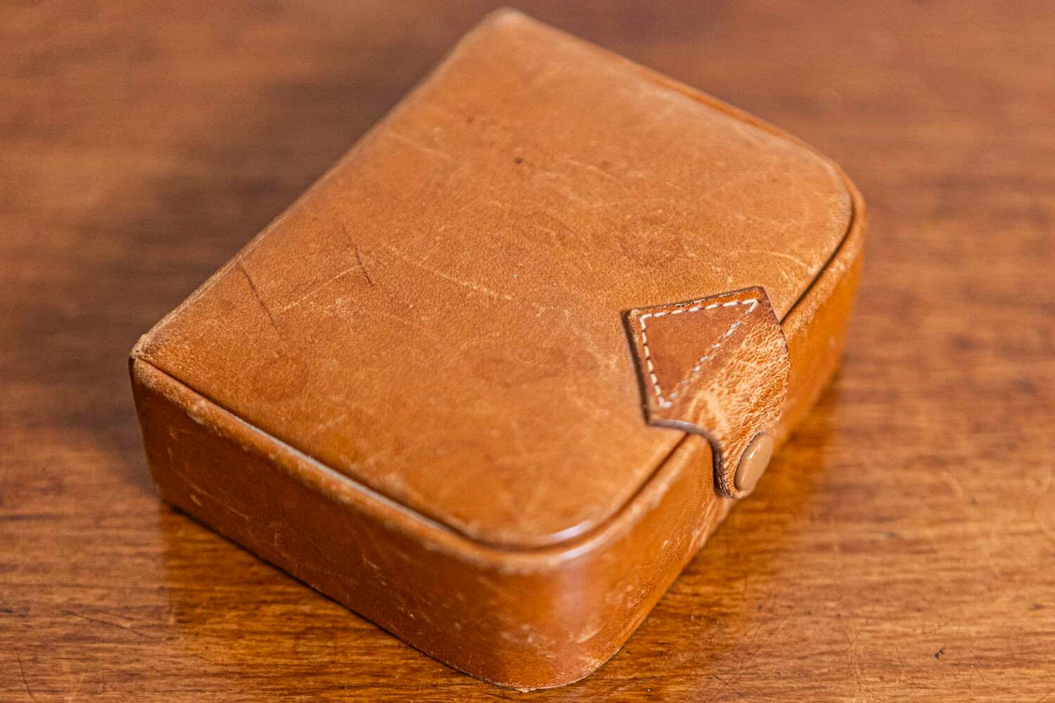 Small Antique Camalier & Buckley Leather Case with Buttoned Strap - JAA