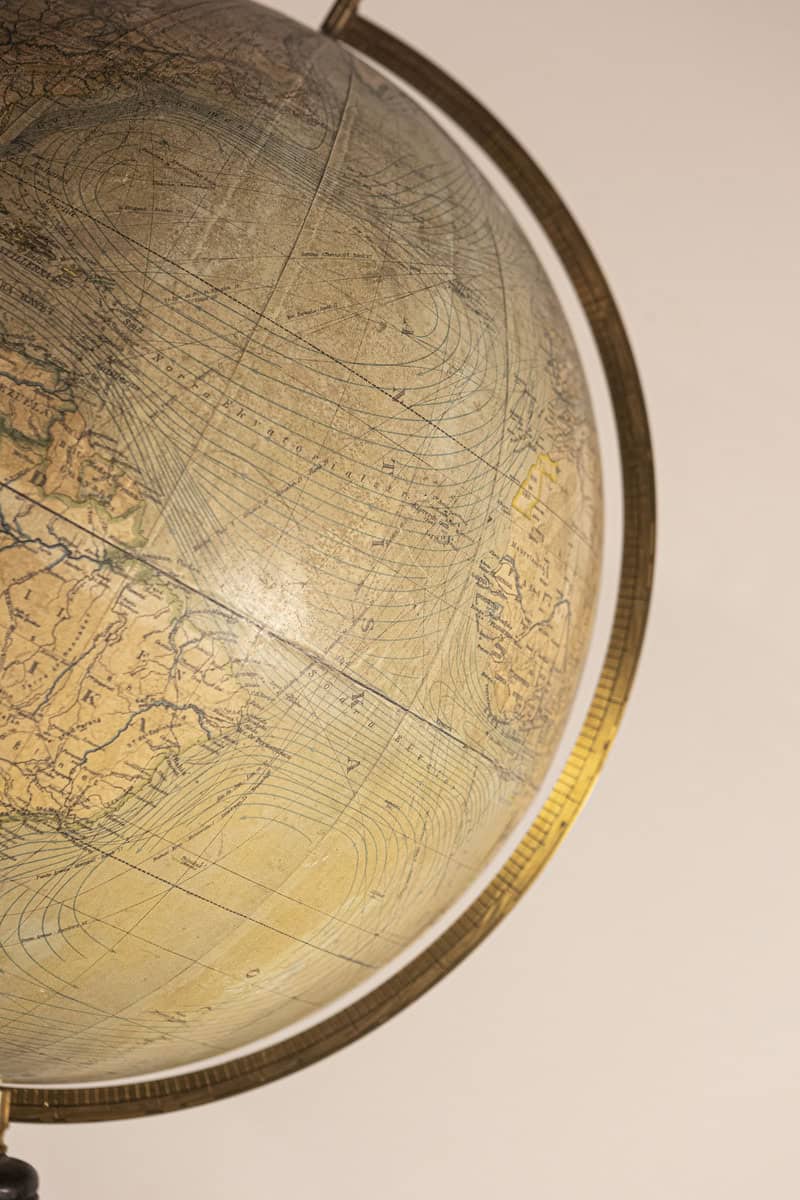 Large Swedish 1910s Freestanding Terrestrial Globe on Black Carved Base - JAA