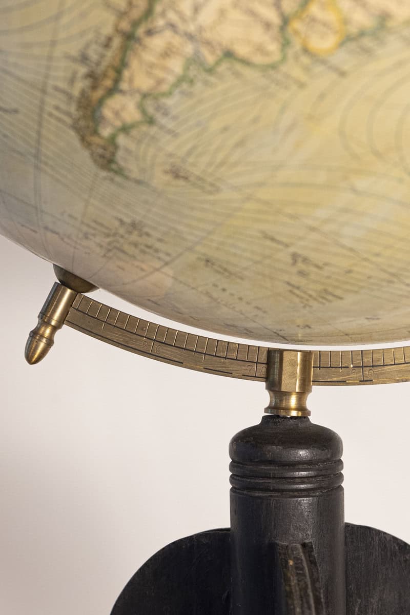 Large Swedish 1910s Freestanding Terrestrial Globe on Black Carved Base - JAA