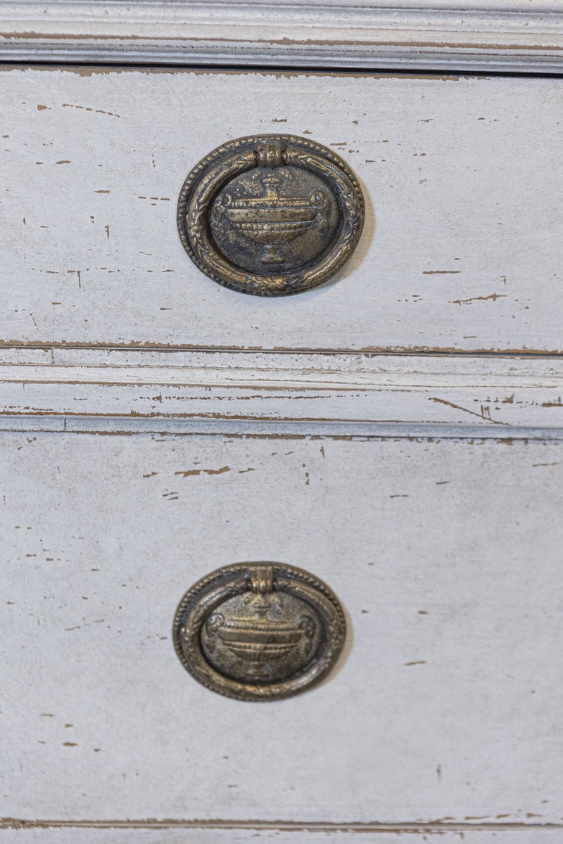 Pair of Swedish Gustavian Style Painted Breakfront Chests with Fluted Posts - JAA