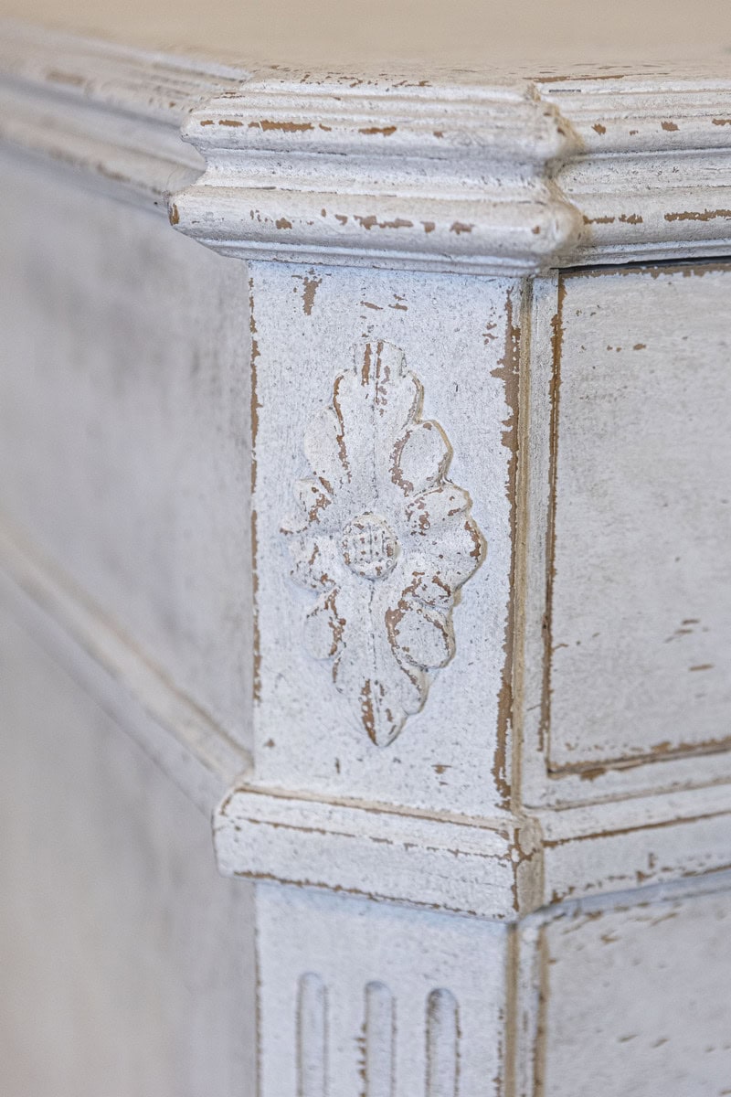 Pair of Swedish Gustavian Style Painted Breakfront Chests with Fluted Posts - JAA