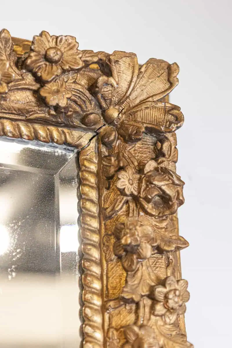 40% OFF at Checkout. French Late 18th Century Régence Style Carved Mirror with Floral Decor - JAA