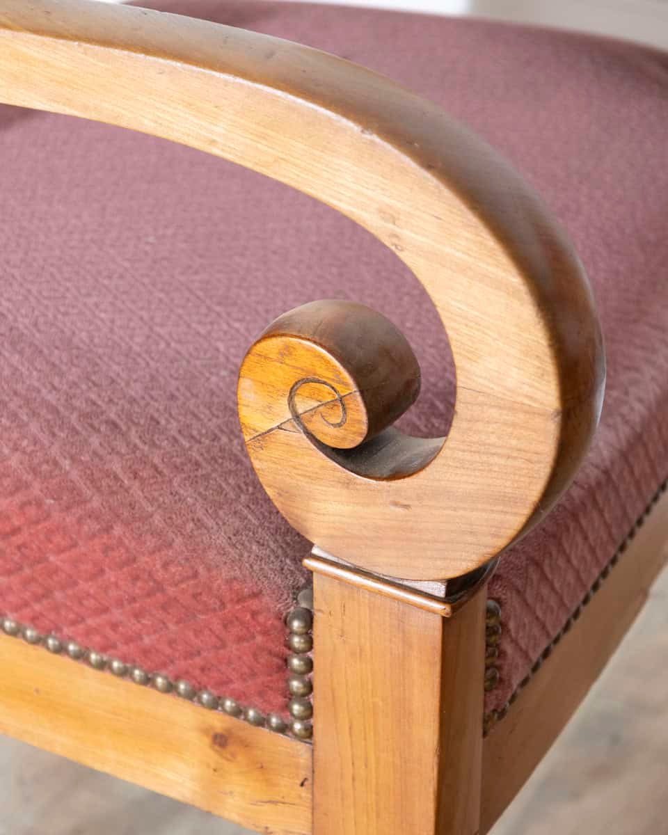 Pair of Louis Philippe Cherry Wood Armchairs with Upholstered Seats - JAA