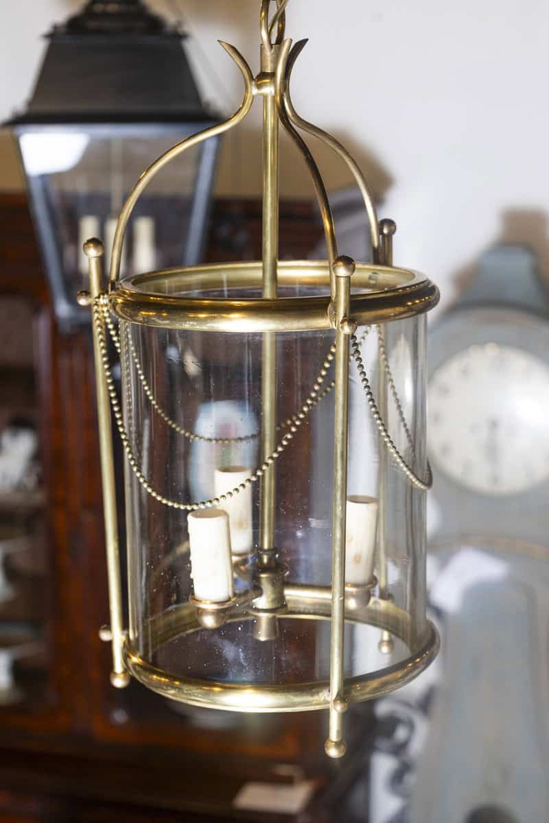 Elegant French Brass and Glass Lantern Chandelier, circa 1940 - JAA