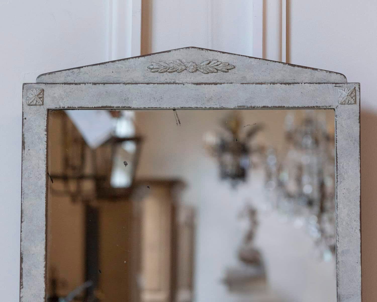 Swedish Gustavian Style Mirror in Light Sand Patina, circa 1920 - JAA
