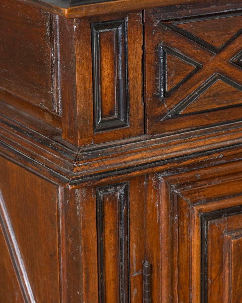 Louis XIV Walnut Sideboard with Geometric Panels, Lombardy-Piedmont, 17th Century - JAA