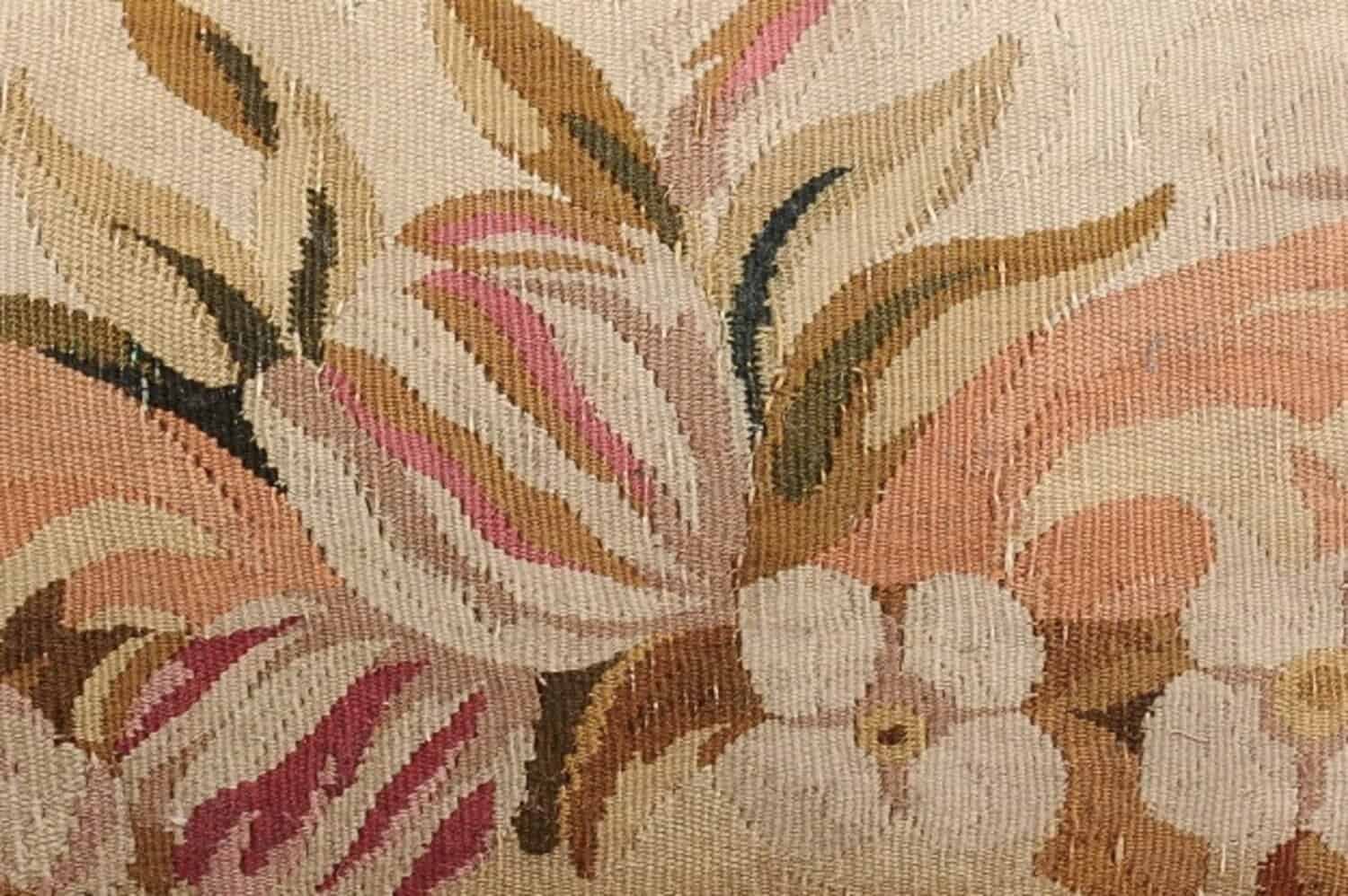 Pillow Made from a 19th Century French Tapestry with Floral Decor and Tassels - JAA