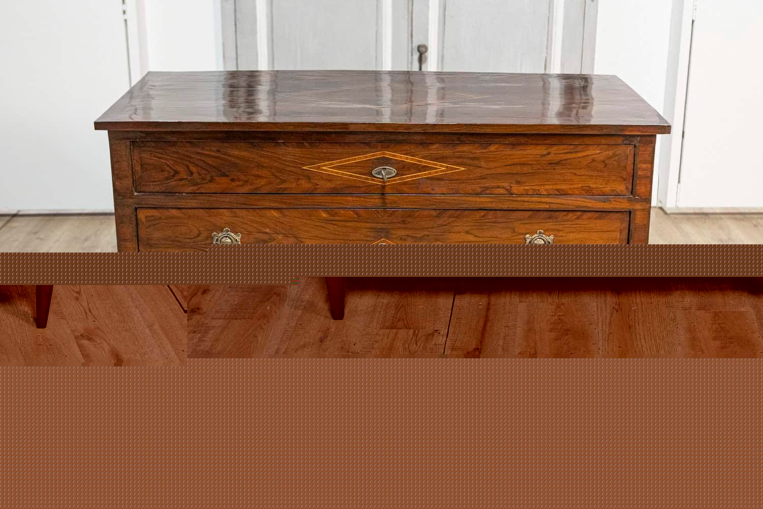 Italian Neoclassical 18th Century Walnut, Mahogany and Ash Three-Drawer Chest - JAA