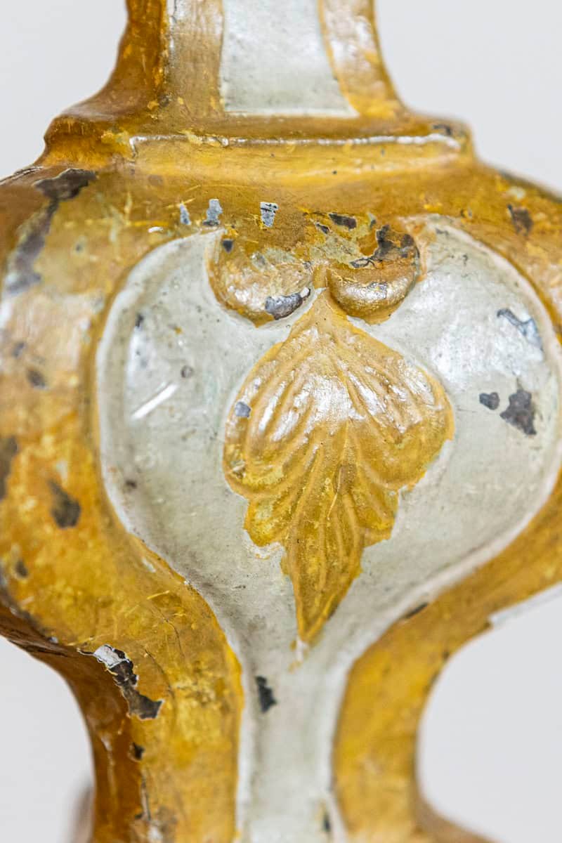 French Baroque Style 1870s Carved, Painted and Parcel-Gilt Candlestick Lamp - JAA