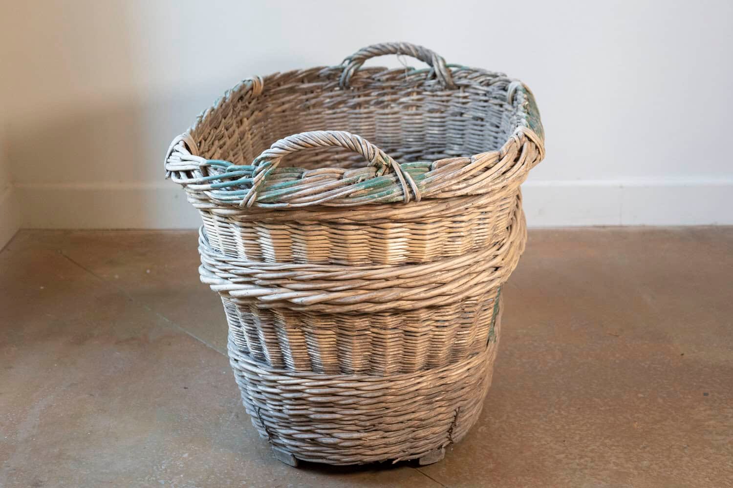 Early 20th Century French Wicker Grape Harvesting Basket - JAA