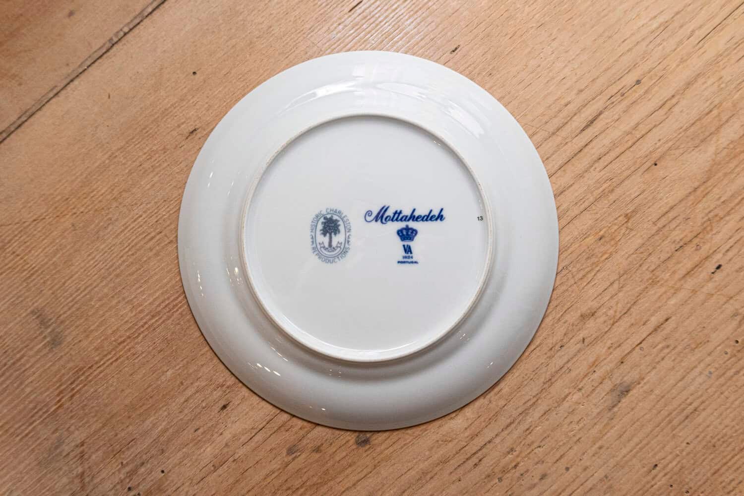 Mottahedeh Blue Canton Porcelain Plate with Blue and White Chinese Landscape - JAA