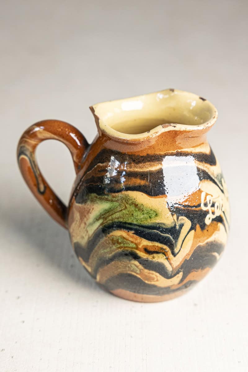 Mid-20th Century French Marbled Glazed Terracotta Pitcher,  “Les Uravis” - JAA