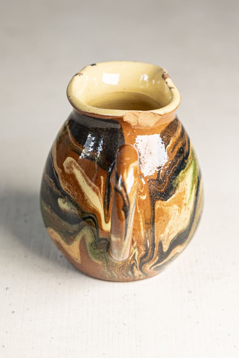 Mid-20th Century French Marbled Glazed Terracotta Pitcher,  “Les Uravis” - JAA