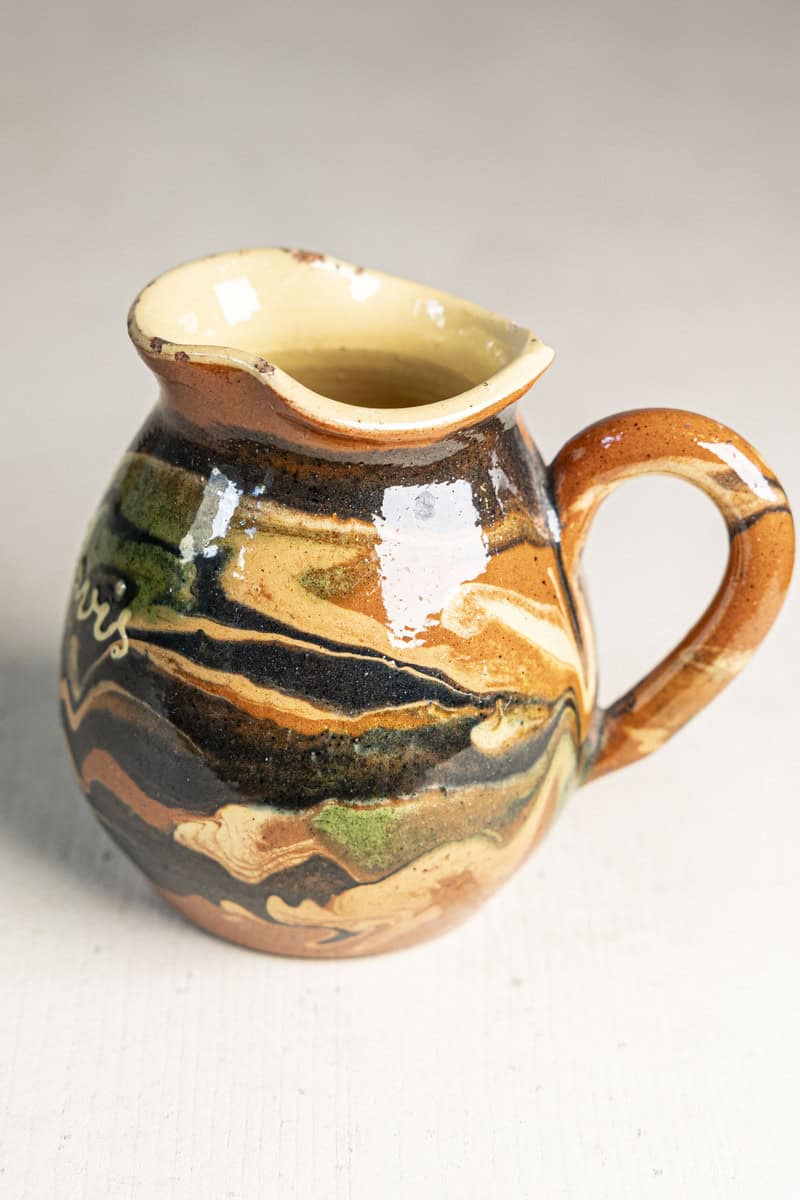 Mid-20th Century French Marbled Glazed Terracotta Pitcher,  “Les Uravis” - JAA