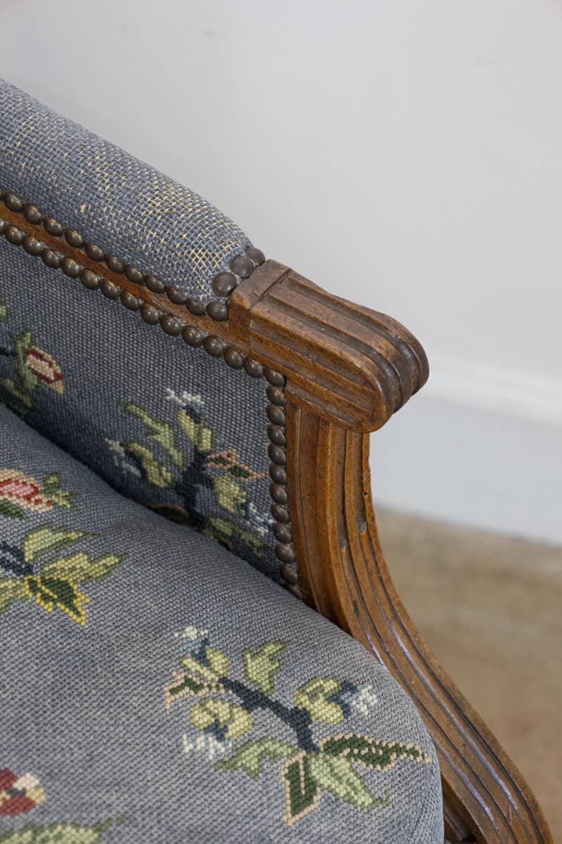 Pair of French Louis XVI Period 1790s Bergère Marquise Chairs with Upholstery - JAA