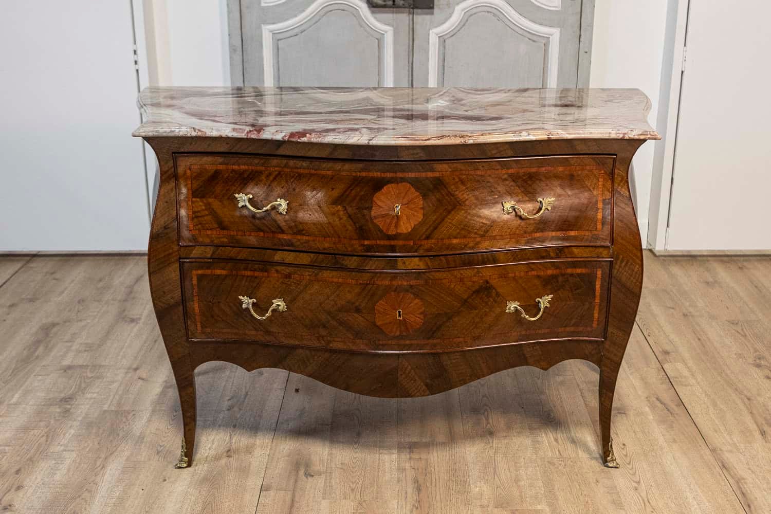 Pair of 20th Century Italian Marble top Commodes Circa 1900 - JAA
